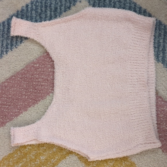 Light Pink Fuzzy Crop Top and Cardigan - Picture 6 of 9